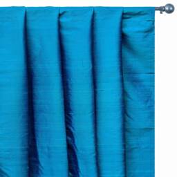 Blue & Turquoise Silk Dupioni Curtain Panels - Rod Pocket, Grommet, Box Pleat, Three Pinch Pleat, Tab Top & Plain Ring Top - thumbnail 1