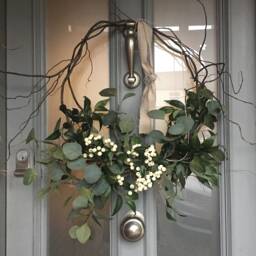 Faux Eucalyptus Wreath White Berry & Willow, Handmade Christmas Decor - thumbnail 1