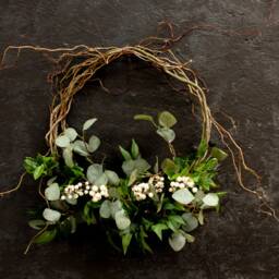 Faux Eucalyptus Wreath White Berry & Willow, Handmade Christmas Decor - thumbnail 2