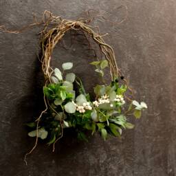 Faux Eucalyptus Wreath White Berry & Willow, Handmade Christmas Decor - thumbnail 3