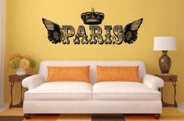 Paris Royal Crown Wings Interior Wall Decal Sticker Vinyl Mural Bedroom Leaving Room Home Decor Free Shipping L219 - image 1