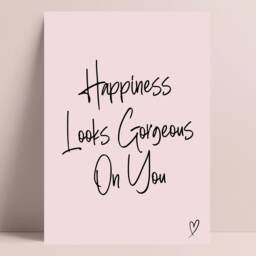 Inspirational Quotes, Home Office Decor For Her, Happiness Looks Good On You, Modern Prints, Pink Wall Decor, Desk Gifts For Her - thumbnail 3