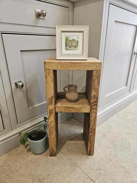 Handmade Reclaimed Wood Side Table With Shelf - Style 2 - image 1