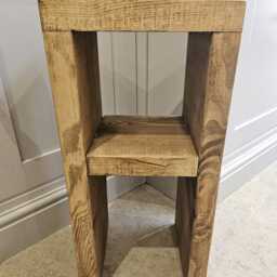 Handmade Reclaimed Wood Side Table With Shelf - Style 2 - thumbnail 2