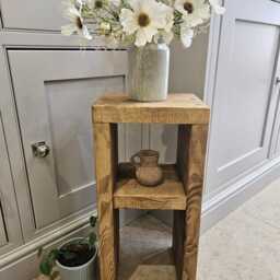 Handmade Reclaimed Wood Side Table With Shelf - Style 2 - thumbnail 3