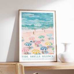 Beach Wall Art, Coastal Decor, Ocean Print, Blue Swimming in Summer Poster, House Minimalist Art - thumbnail 3