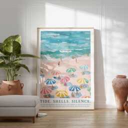 Beach Wall Art, Coastal Decor, Ocean Print, Blue Swimming in Summer Poster, House Minimalist Art - thumbnail 2