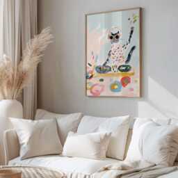 Dj Cat Art Print - Cool Wall For Music Lovers Colourful Poster Hipster Home Or Studio Decor - thumbnail 2