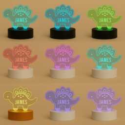 Personalised Dinosaur Led Lamp, Custom Name Night Light, Kids Bedroom Decor - thumbnail 3