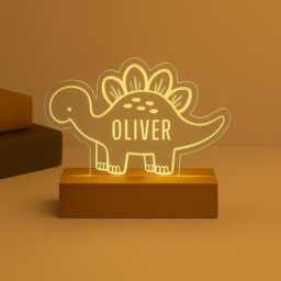 Personalised Dinosaur Led Lamp, Custom Name Night Light, Kids Bedroom Decor - thumbnail 2