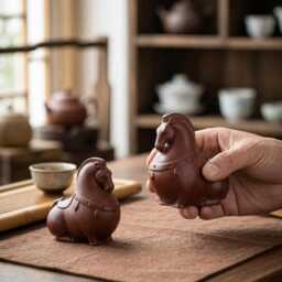 Zisha Horse Tea Pet - Handmade Zodiac Figurine-Tea Tray Decor For Lover, Minimalist Oriental Accessory, Gift Enthusiast - thumbnail 2