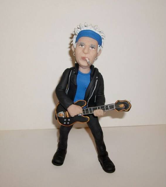 Keith Richards Figure, The Rolling Stones, Rock Star Doll, Miniature Sculpture, Hand Made Polymer Clay Figurine, Home Decor - image 1