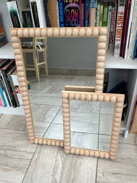Handmade Bobbin Mirror, Chunky Natural Oak Frame