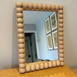 Handmade Bobbin Mirror, Chunky Natural Oak Frame - thumbnail 2