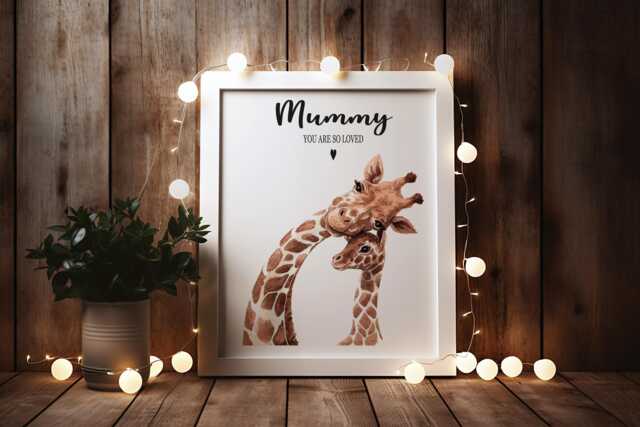 Giraffe Mum & Me Print Nursery Wall Art, Mother's Day Gift - image 1