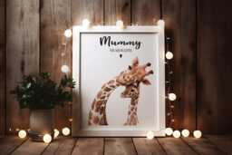 Giraffe Mum & Me Print Nursery Wall Art, Mother's Day Gift - thumbnail 1