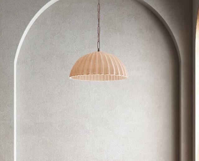 Clay Pendant Light, Handmade Ceramic Lighting For Kitchen Island, Rustic Off White Hanging Lamp - image 1