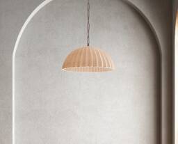Clay Pendant Light, Handmade Ceramic Lighting For Kitchen Island, Rustic Off White Hanging Lamp - thumbnail 1