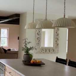 Clay Pendant Light, Handmade Ceramic Lighting For Kitchen Island, Rustic Off White Hanging Lamp - thumbnail 3