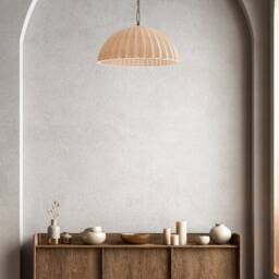 Clay Pendant Light, Handmade Ceramic Lighting For Kitchen Island, Rustic Off White Hanging Lamp - thumbnail 2