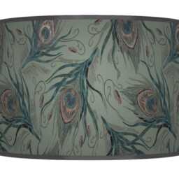 Peacock Feather Lampshade - Sage Green Drum Ceiling Light Shade For Elegant Decor - thumbnail 2