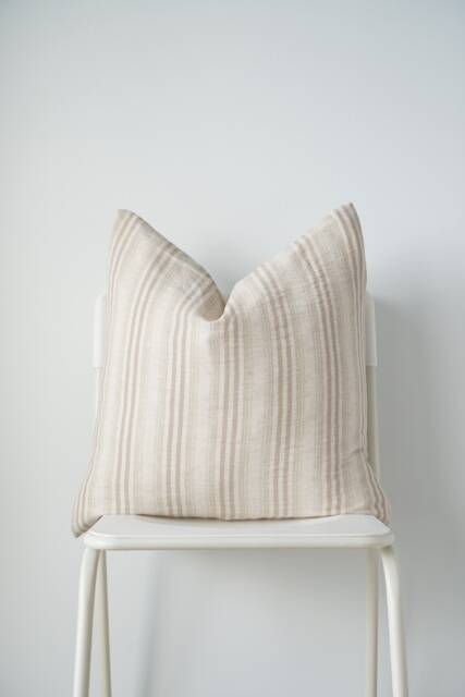 Hmong Batik Pillow Cover Neutral Striped Boho Home Decor - image 1