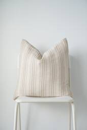 Hmong Batik Pillow Cover Neutral Striped Boho Home Decor - thumbnail 1