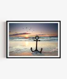 Anchor Beach Photography Print, Coastal Ocean Wall Art Poster, Nautical Seaside Decor - thumbnail 1