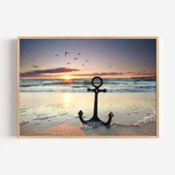 Anchor Beach Photography Print, Coastal Ocean Wall Art Poster, Nautical Seaside Decor - thumbnail 2