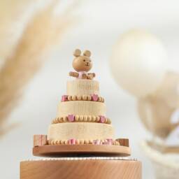 Bunny Cake Music Box, Handmade Wooden 1st Birthday Gift, Personalized - thumbnail 3