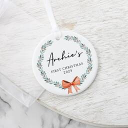 Personalised Baby's 1st Christmas Decoration, Babys First Wreath Ornament, New Baby Gift, Bauble - thumbnail 2