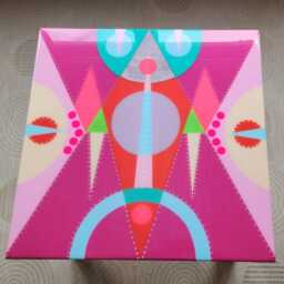 Handmade Pink Abstract Resin Coffee Table, Modern Art Side Table - thumbnail 4