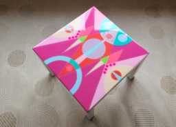 Handmade Pink Abstract Resin Coffee Table, Modern Art Side Table - thumbnail 1