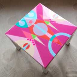 Handmade Pink Abstract Resin Coffee Table, Modern Art Side Table - thumbnail 3