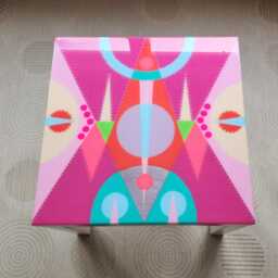 Handmade Pink Abstract Resin Coffee Table, Modern Art Side Table - thumbnail 2