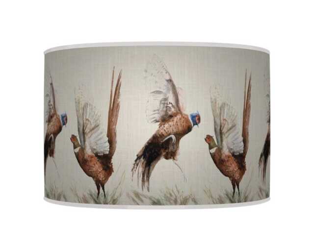 Pheasant Drum Lampshade - Scottish Highland Bird Pendant Light Handmade Ceiling Shade For Rustic Or Country Interiors - image 1