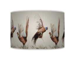 Pheasant Drum Lampshade - Scottish Highland Bird Pendant Light Handmade Ceiling Shade For Rustic Or Country Interiors - thumbnail 1
