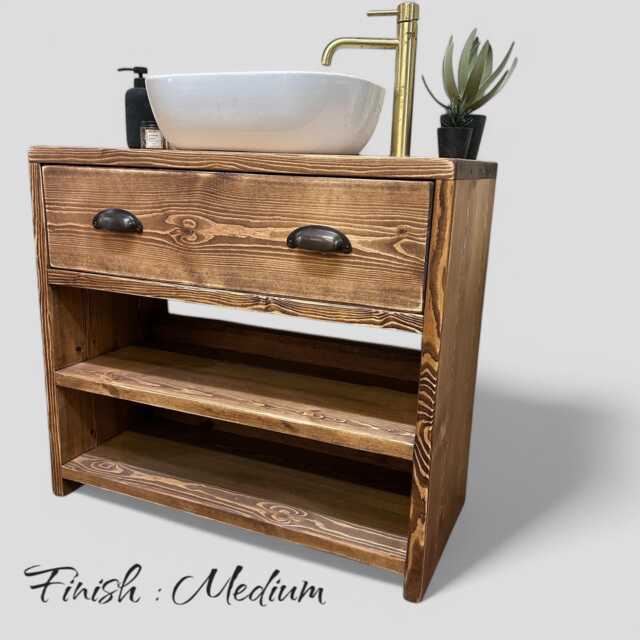 Georgi - Handmade Solid Pine Bathroom Vanity Unit Redwood Timber Cupboard - image 1