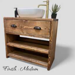 Georgi - Handmade Solid Pine Bathroom Vanity Unit Redwood Timber Cupboard