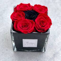 Black Premium Glass Vase With Preserved Roses, Eternal Roses in A Box - thumbnail 3