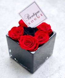 Black Premium Glass Vase With Preserved Roses, Eternal Roses in A Box - thumbnail 1