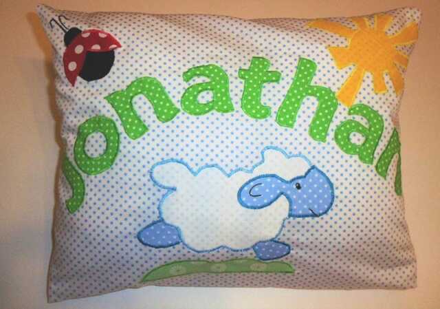 Personalized Cushion, Baby Christening Cushion Meadow 30 X 40, 40 60 cm
