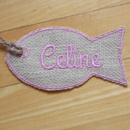 Fish Name Tag, Pet Stocking Burlap Name Tag, Custom Patch, Personalized, Embroidered, Christmas Stocking Gift Tag-4, 5, 6, 7, 8 Inches - thumbnail 2