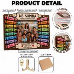 Personalized Teacher Class Photo Frame - Crayon Design, School Year Keepsake - thumbnail 2