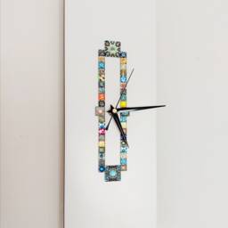 Handmade White Rectangle Mosaic Wall Clock - 40cm X 15cm Modern Home Decor - thumbnail 2
