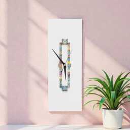 Handmade White Rectangle Mosaic Wall Clock - 40cm X 15cm Modern Home Decor - thumbnail 4