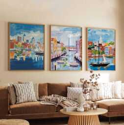 Set Of 3 Baltimore Maryland Posters, Travel Posters Set, Prints, Wall Art, City Decor, Skyline Print - thumbnail 1