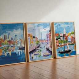 Set Of 3 Baltimore Maryland Posters, Travel Posters Set, Prints, Wall Art, City Decor, Skyline Print - thumbnail 2