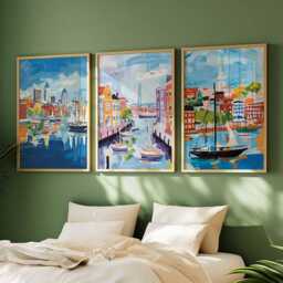 Set Of 3 Baltimore Maryland Posters, Travel Posters Set, Prints, Wall Art, City Decor, Skyline Print - thumbnail 3