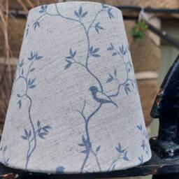 Pure Linen Blue Bird Oatmeal Candle Clip Lampshade For Wall Lights Chandeliers - thumbnail 3